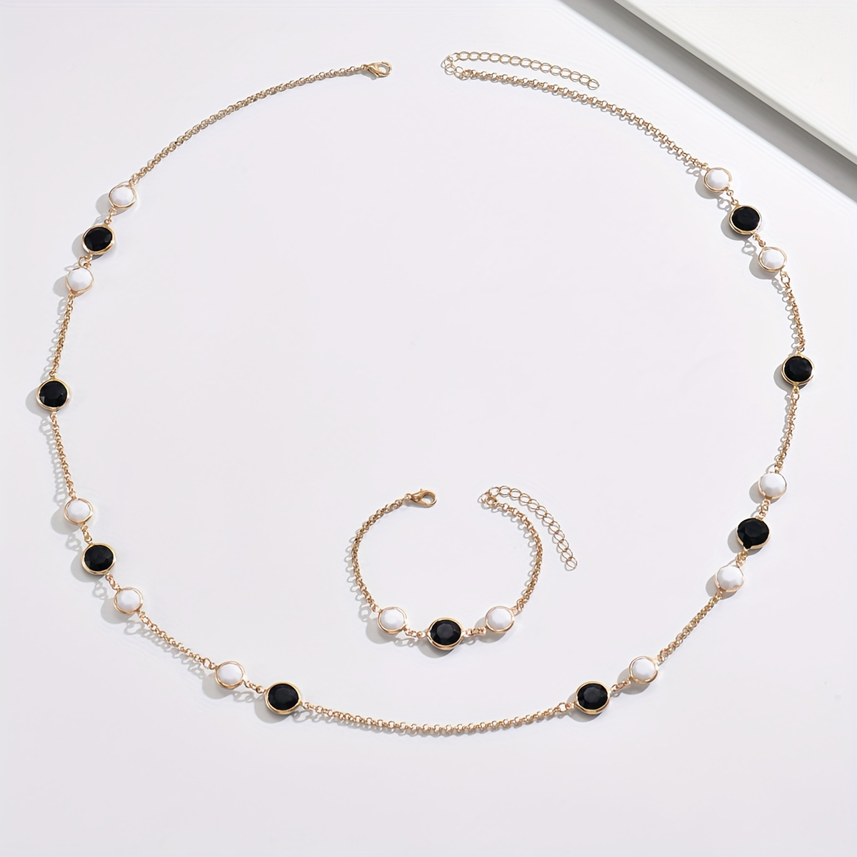 2pc Elegant Geometric Necklace & Bracelet Set